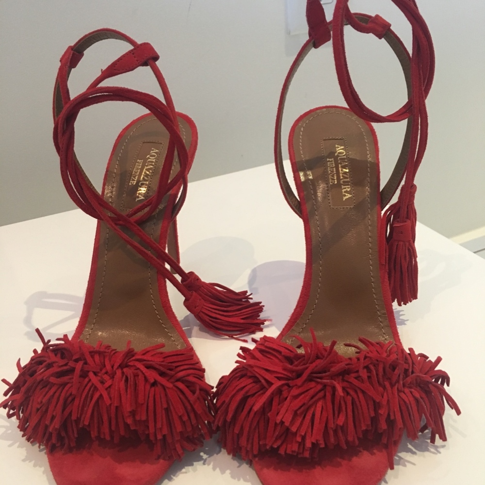 Authentic Aquazurra Wild Thing Suede Fringe